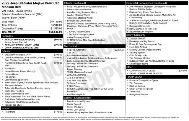 Used 2022 Jeep Gladiator Mojave w/ Trailer Tow Package image 36