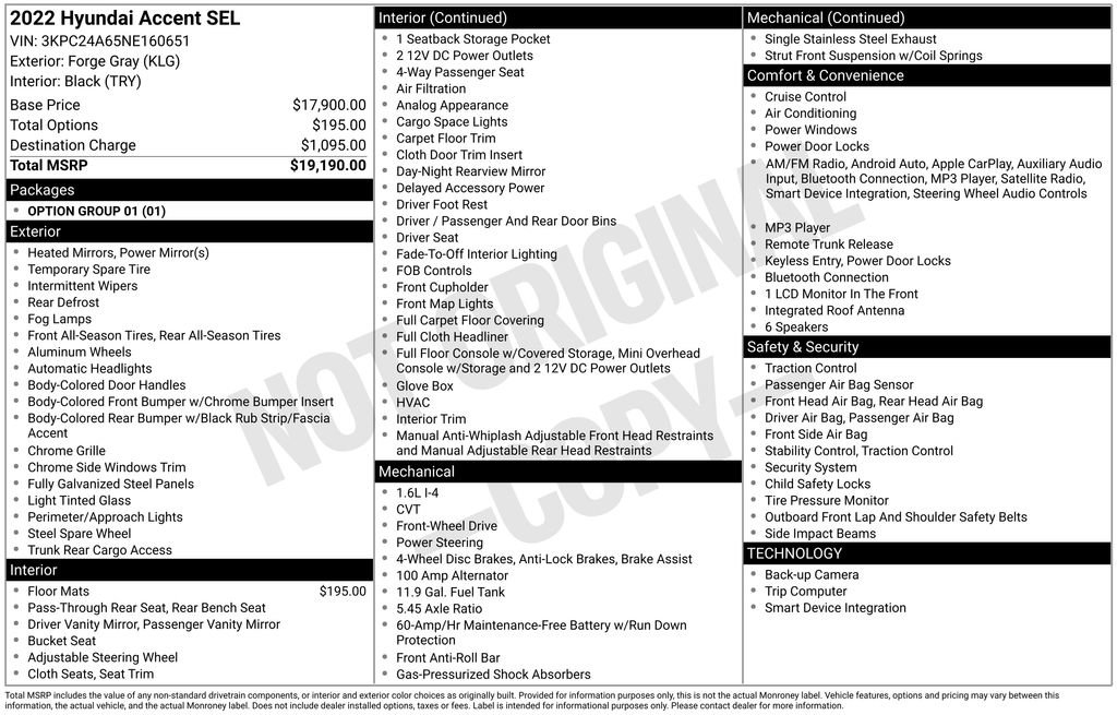 Used 2022 Hyundai Accent SEL image 1