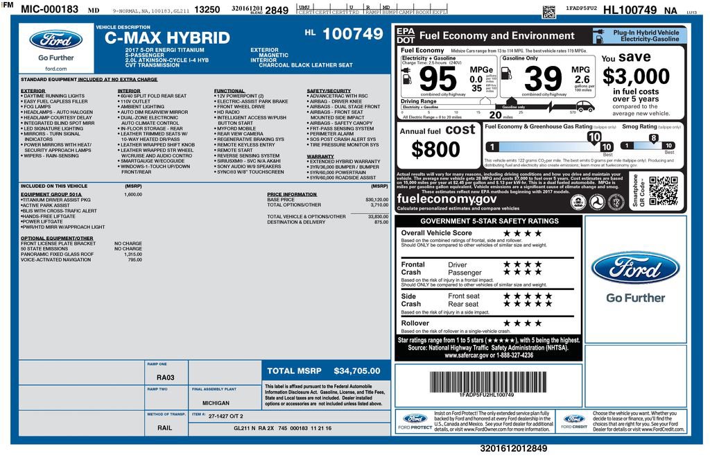 Certified 2017 Ford C-MAX Energi Titanium w/ Equipment Group 501A image 32