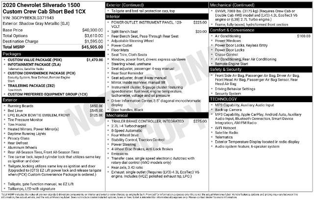 Used 2020 Chevrolet Silverado 1500 Custom w/ Custom Value Package AWD/4WD image 23