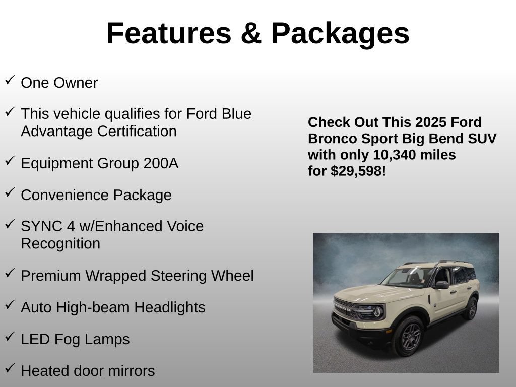 Certified 2025 Ford Bronco Sport Big Bend w/ Convenience Package AWD/4WD image 4
