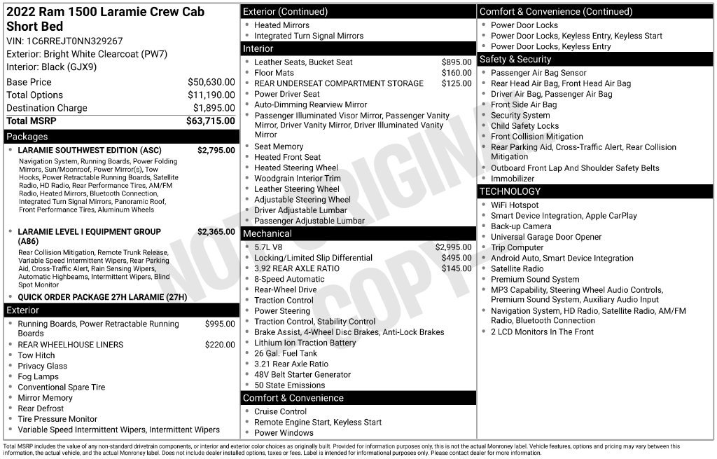 Used 2022 RAM 1500 Laramie w/ Laramie Southwest Edition RWD image 9