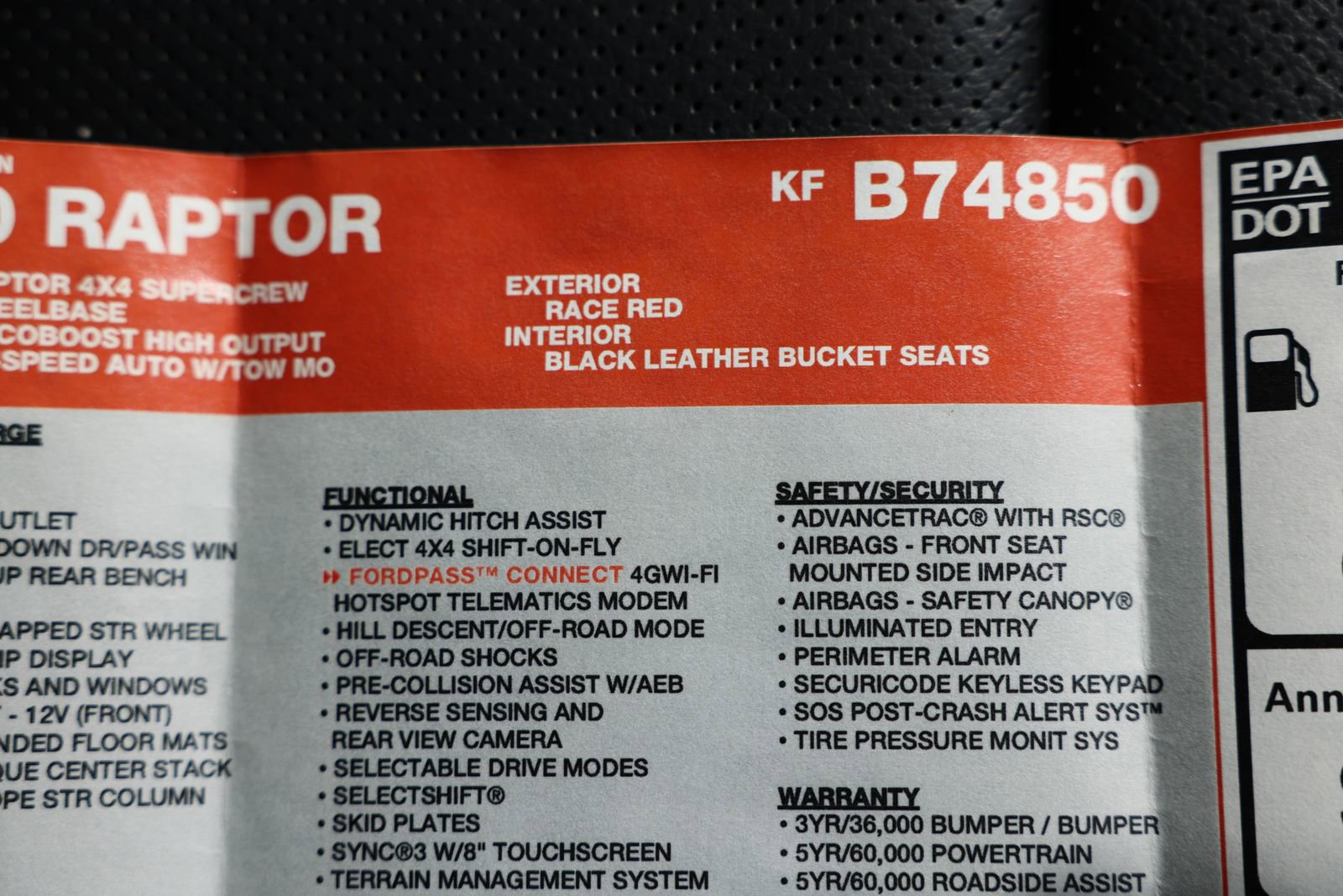 Certified 2019 Ford F150 Raptor w/ Equipment Group 802A Luxury AWD/4WD image 36