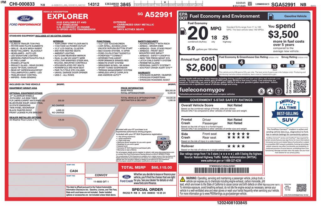 Certified 2025 Ford Explorer ST AWD/4WD image 3