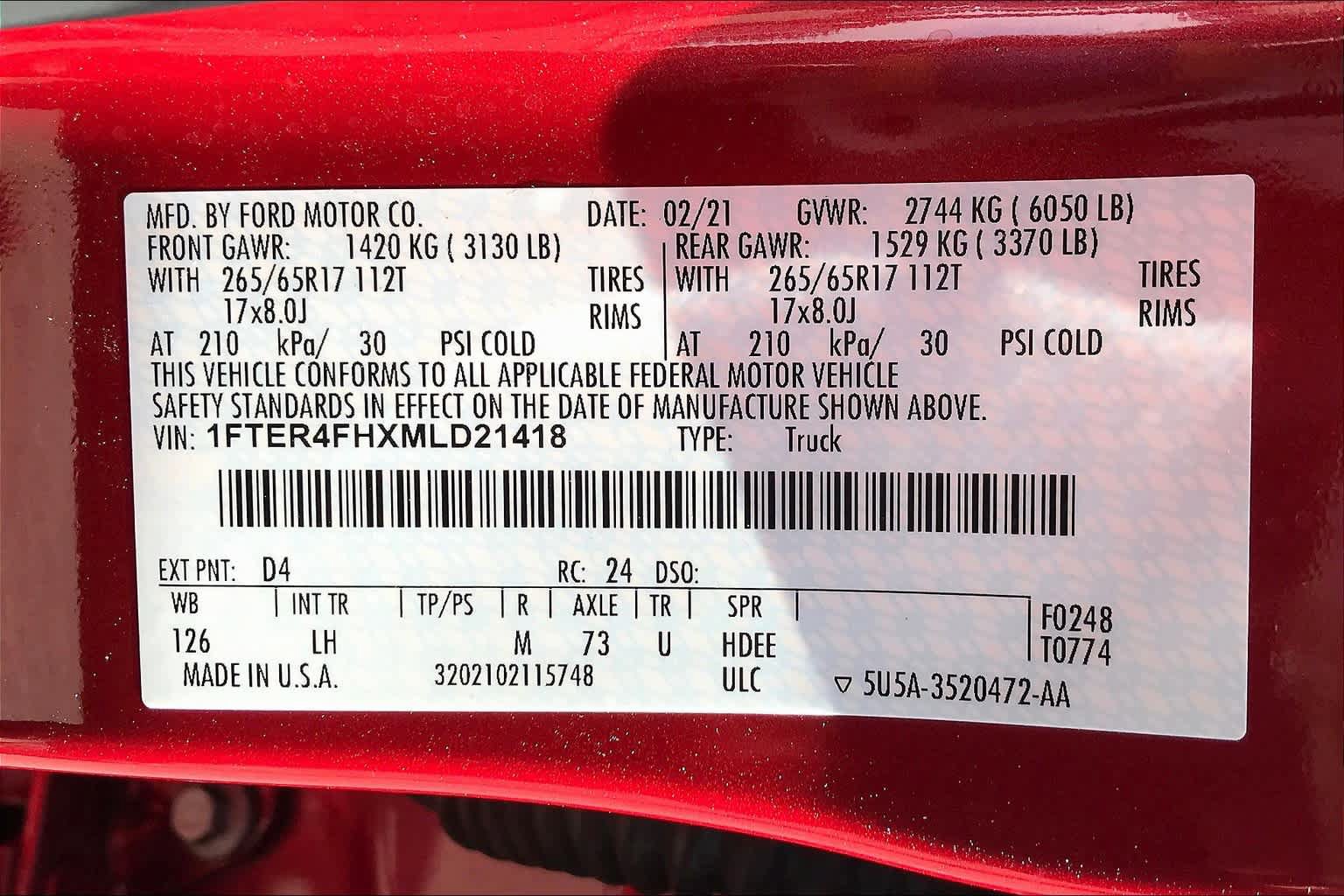 Certified 2021 Ford Ranger XLT w/ Equipment Group 301A Mid AWD/4WD image 37