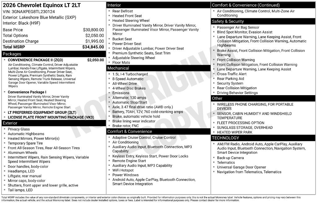 Used 2026 Chevrolet Equinox LT w/ Convenience Package II AWD/4WD image 31