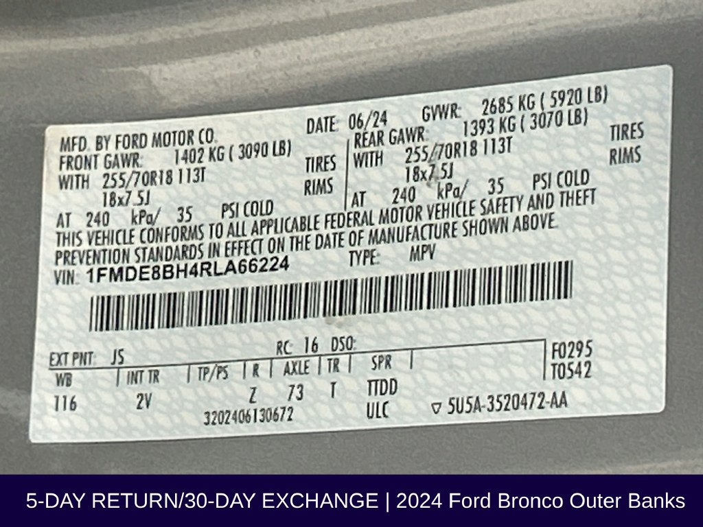 Certified 2024 Ford Bronco Outer Banks AWD/4WD image 35