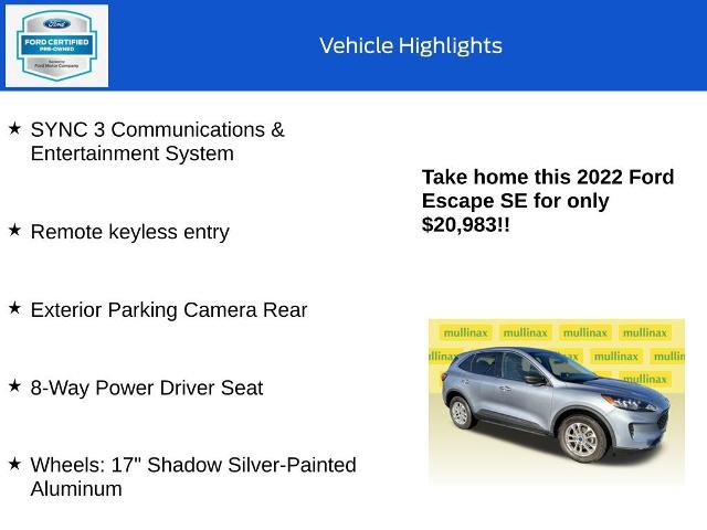 Certified 2022 Ford Escape SE image 18