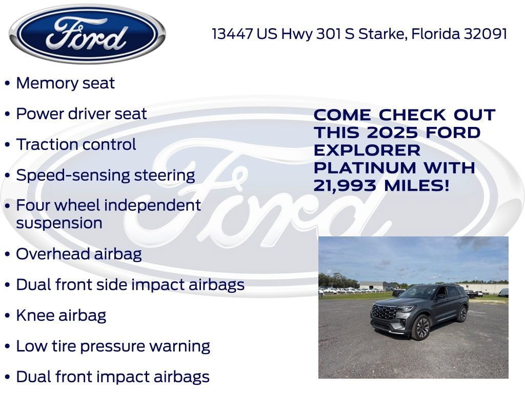 Certified 2025 Ford Explorer Platinum w/ LUX Leather Package AWD/4WD image 24