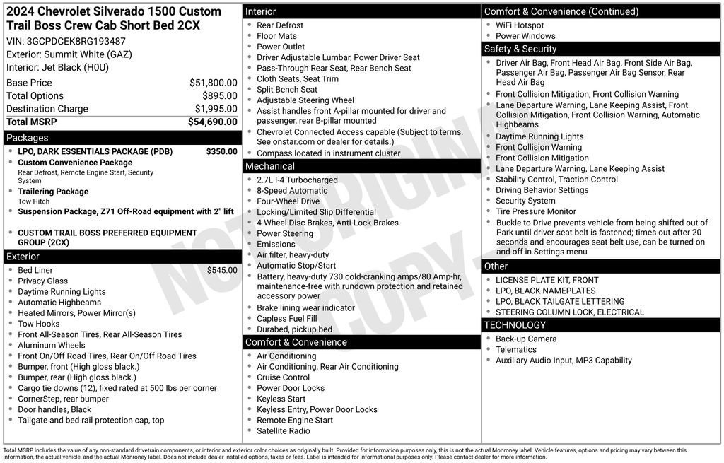Used 2024 Chevrolet Silverado 1500 Custom Trail Boss w/ LPO, Dark Essentials Package image 34