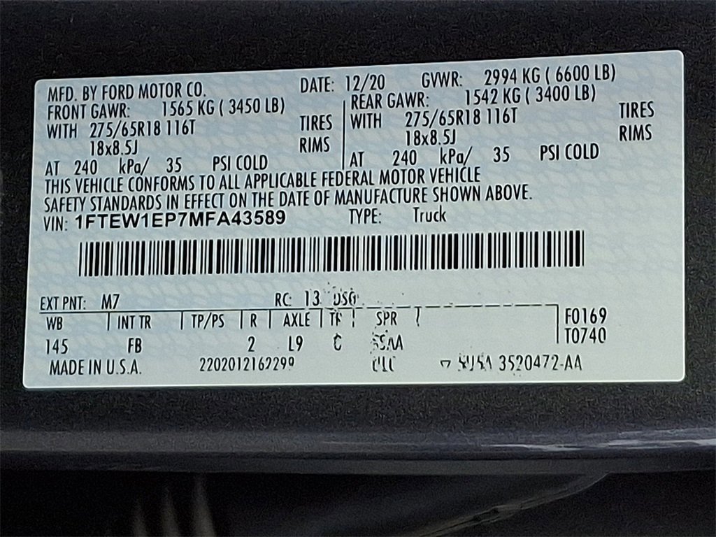 Certified 2021 Ford F150 XLT w/ Equipment Group 302A High image 28