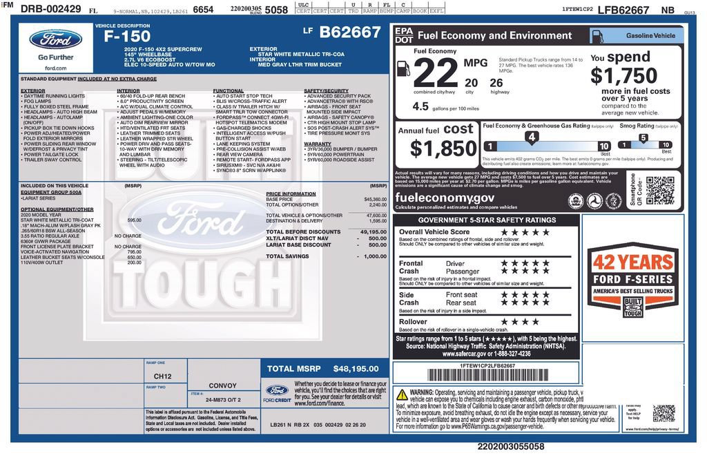 Certified 2020 Ford F150 Lariat RWD image 7