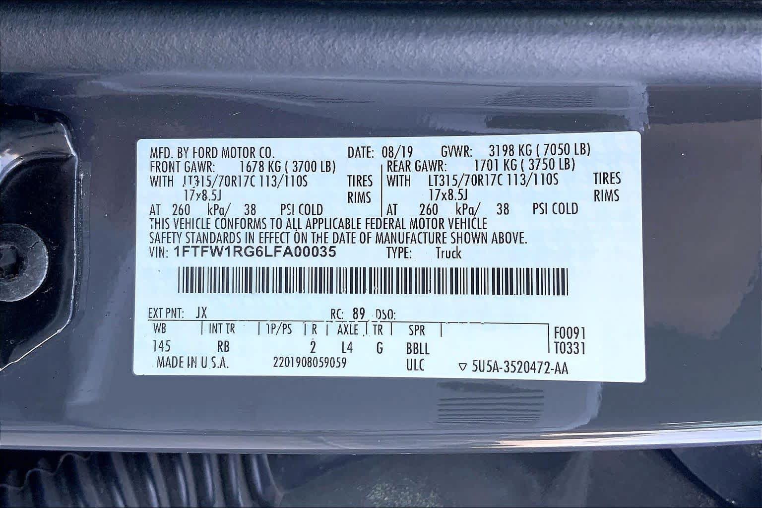 Certified 2020 Ford F150 Raptor w/ Equipment Group 801A Mid AWD/4WD image 37