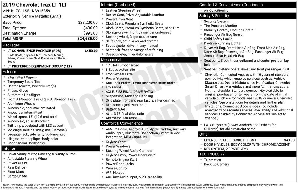 Used 2019 Chevrolet Trax LT w/ LT Convenience Package FWD image 5