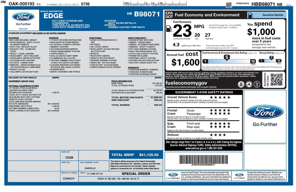 Certified 2017 Ford Edge Titanium w/ Technology Package AWD/4WD image 7
