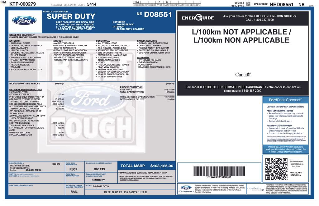 Certified 2022 Ford F350 Platinum w/ Tremor Off-Road Package AWD/4WD image 50