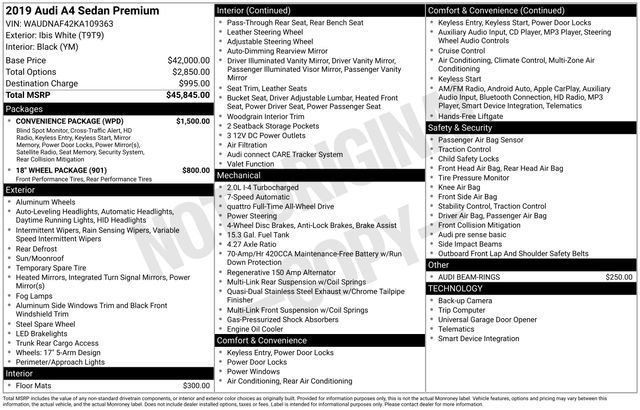 Used 2019 Audi A4 2.0T Premium w/ Convenience Package image 17