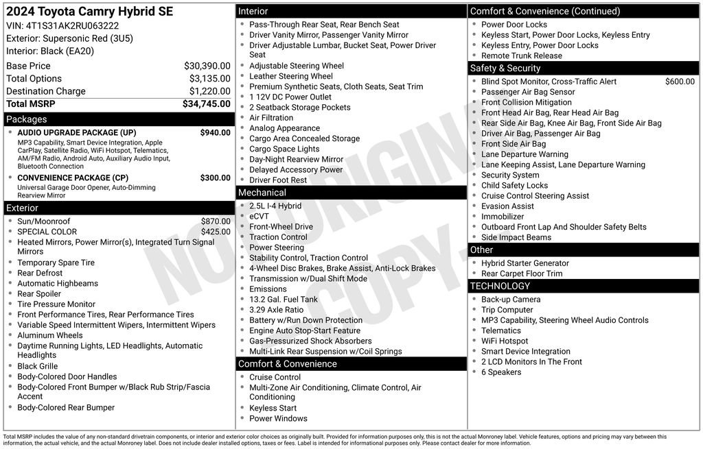 Used 2024 Toyota Camry SE w/ Audio Upgrade Package FWD image 6