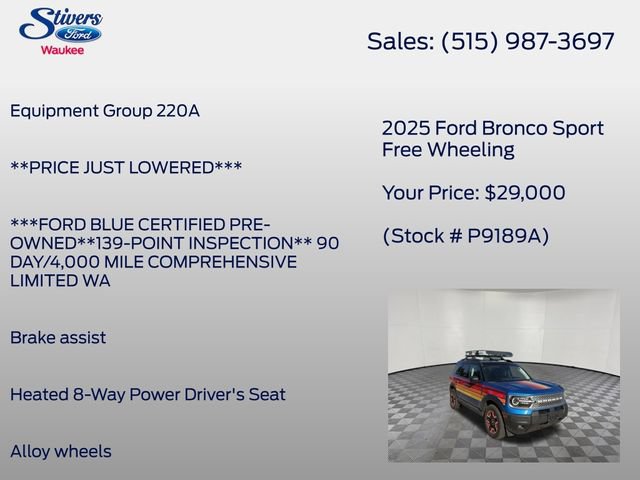 Certified 2025 Ford Bronco Sport Free Wheeling w/ Convenience Package AWD/4WD image 8