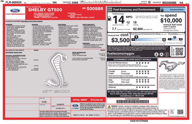 Certified 2021 Ford Mustang Shelby GT500 w/ Technology Package image 2