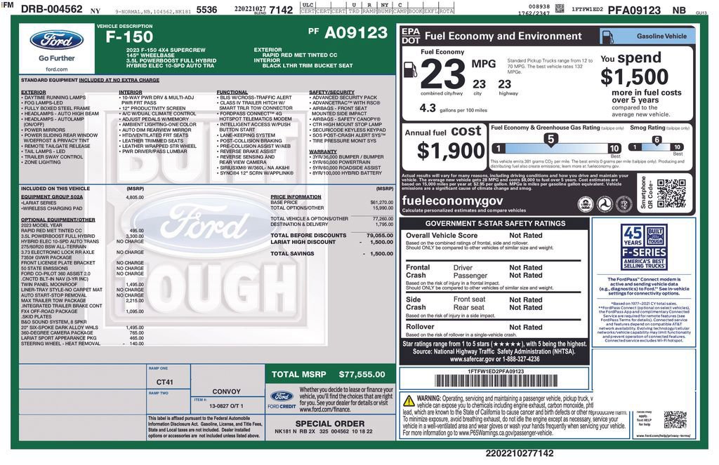 Certified 2023 Ford F150 Lariat w/ Equipment Group 502A High AWD/4WD image 40