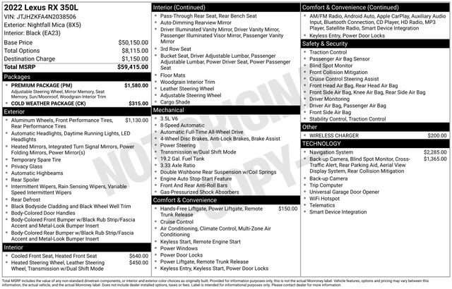 Used 2022 Lexus RX 350L 350L w/ Premium Package image 37