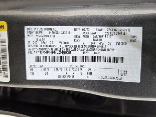 Certified 2022 Ford Ranger Lariat w/ Equipment Group 501A High image 9