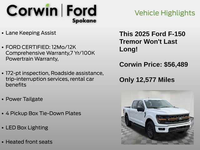 Certified 2025 Ford F150 Tremor w/ Bed Utility Package image 13