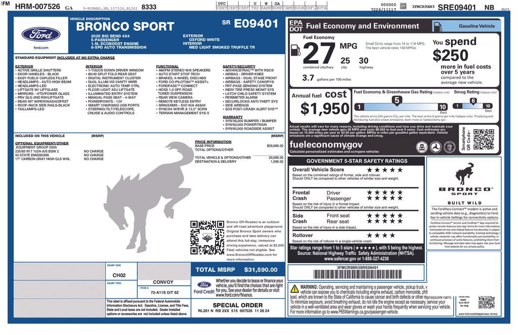 Certified 2025 Ford Bronco Sport Big Bend AWD/4WD image 25