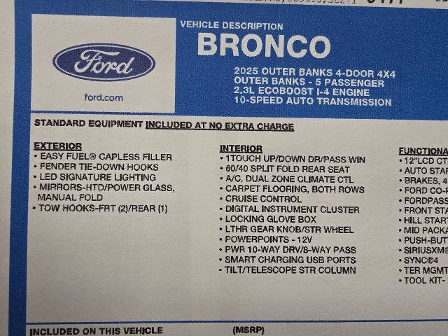 Certified 2025 Ford Bronco Outer Banks AWD/4WD image 28