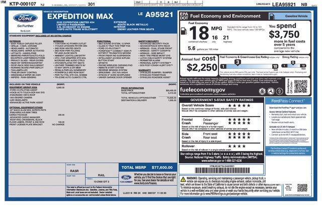 Certified 2020 Ford Expedition Max Limited w/ Equipment Group 302A image 46