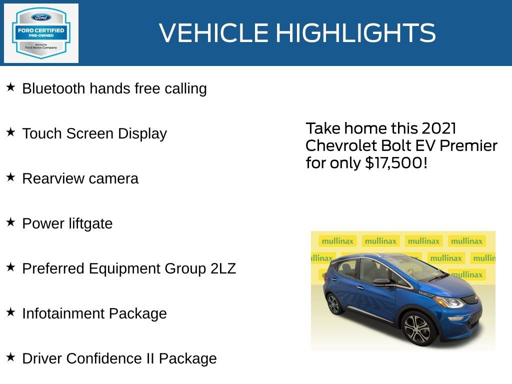 Used 2021 Chevrolet Bolt Premier w/ Infotainment Package FWD image 23