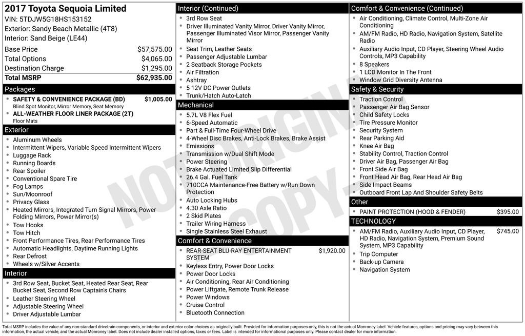Used 2017 Toyota Sequoia Limited w/ Safety & Convenience Package AWD/4WD image 5