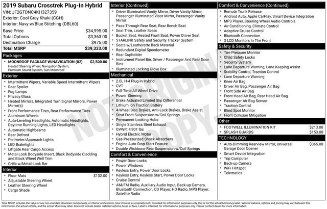 Used 2019 Subaru Crosstrek Hybrid w/ Moonroof Package w/Navigation image 37