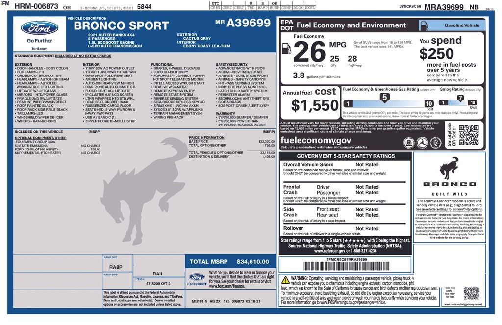 Certified 2021 Ford Bronco Sport Outer Banks image 26