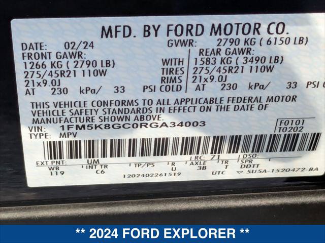 Certified 2024 Ford Explorer ST w/ Equipment Group 401A AWD/4WD image 24