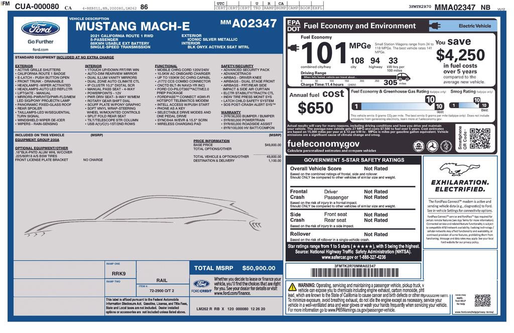 Certified 2021 Ford Mustang Mach-E California Route 1 image 3