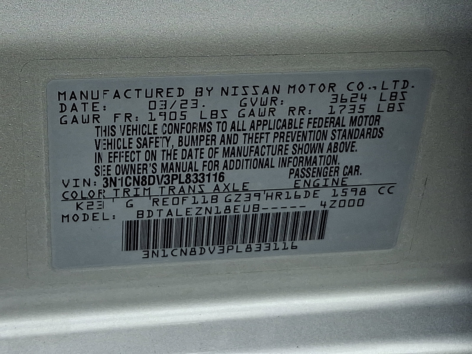 Used 2023 Nissan Versa S w/ Trunk Package FWD image 25