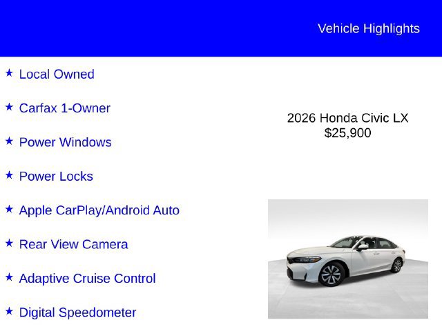 Used 2026 Honda Civic LX image 2