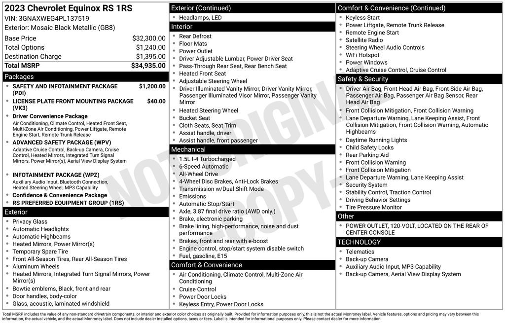 Used 2023 Chevrolet Equinox RS AWD/4WD image 24