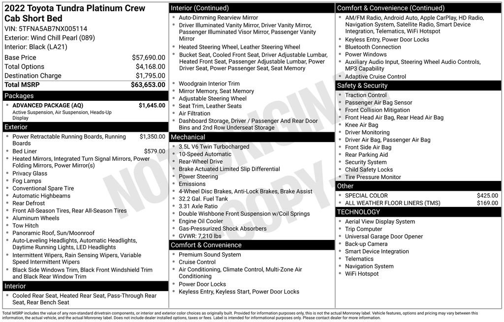 Used 2022 Toyota Tundra Platinum w/ Advanced Package RWD image 3
