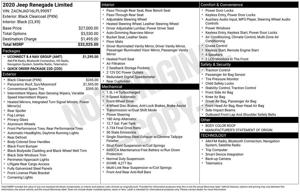 Used 2020 Jeep Renegade Limited w/ UConnect 8.4 Nav Group image 3