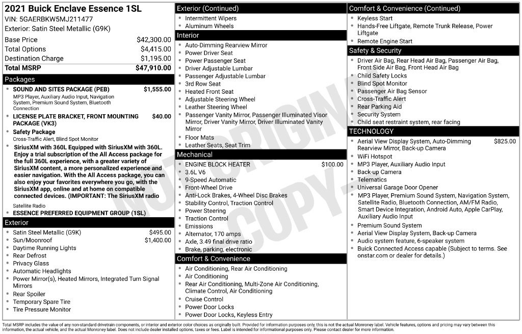 Used 2021 Buick Enclave Essence w/ Sound and Sites Package FWD image 27
