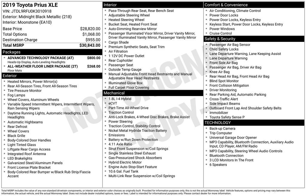 Used 2019 Toyota Prius XLE w/ Advanced Technology Package AWD/4WD image 7