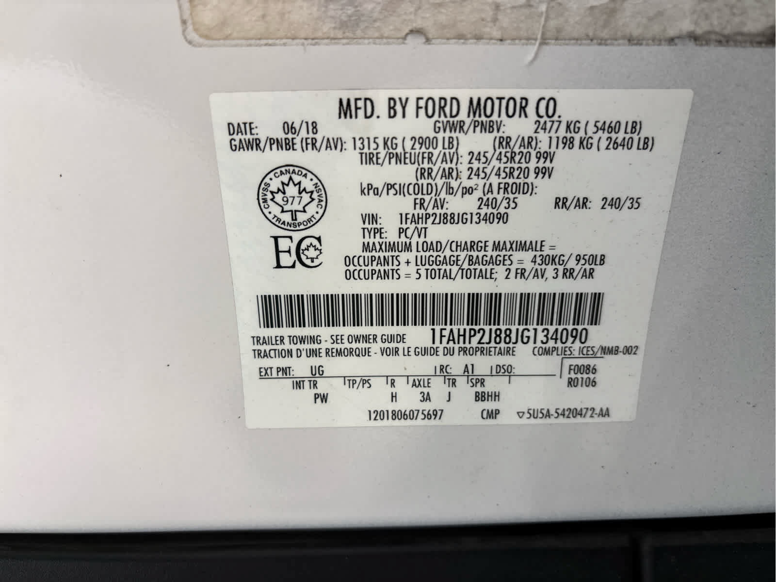 Certified 2018 Ford Taurus Limited AWD/4WD image 30
