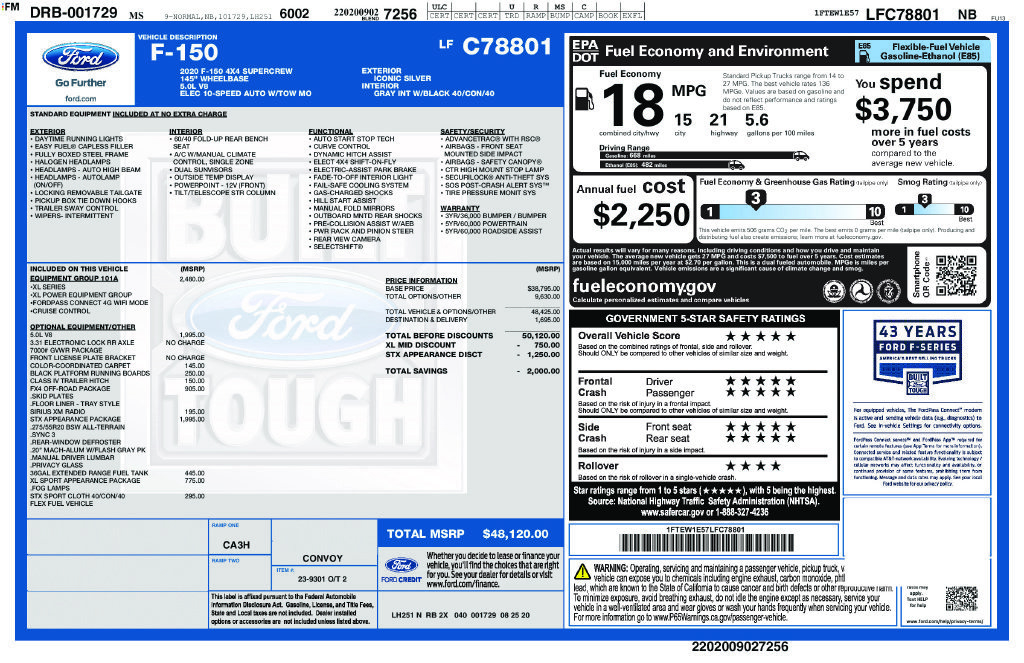 Certified 2020 Ford F150 XL w/ Equipment Group 101A Mid AWD/4WD image 5