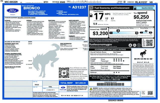 Certified 2024 Ford Bronco Wildtrak AWD/4WD image 27