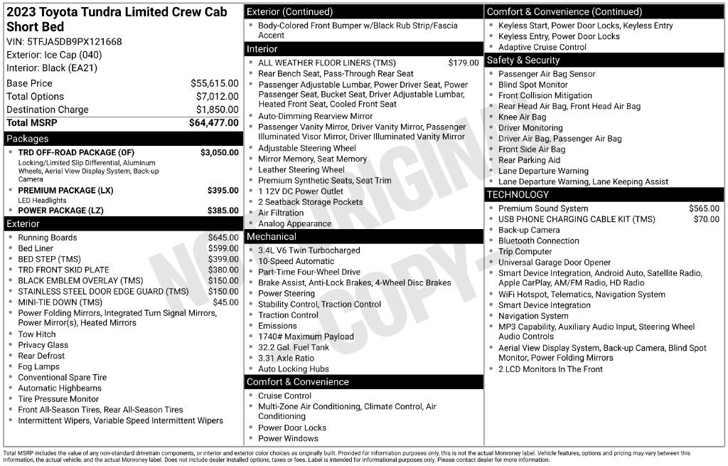 Used 2023 Toyota Tundra Limited w/ TRD Off-Road Package AWD/4WD image 3