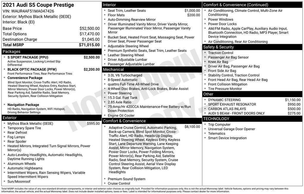 Used 2021 Audi S5 Prestige w/ S Sport Package image 10