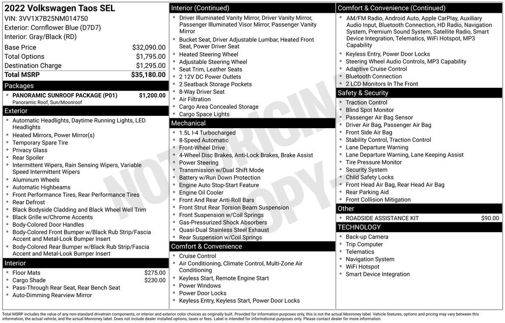 Used 2022 Volkswagen Taos SEL w/ Panoramic Sunroof Package image 3